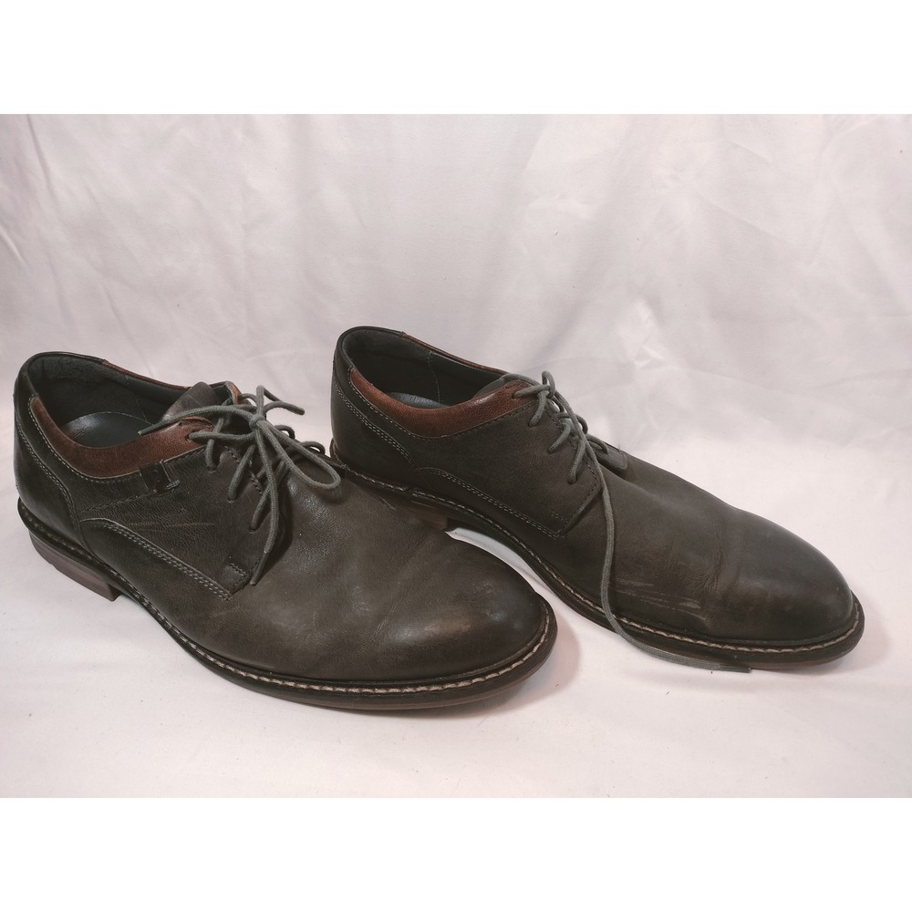 Josef Seibel Earl: Leather Lace Up Oxford Shoes Dark Gray